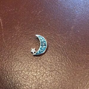 Blue topaz moon with diamond star pendant
